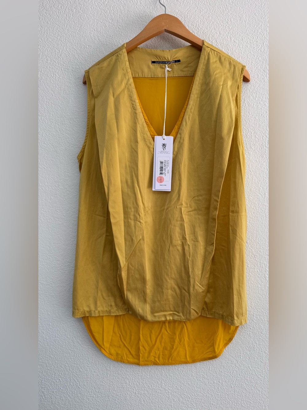 European Culture Sleeveless V-Neck Tank in Mustard